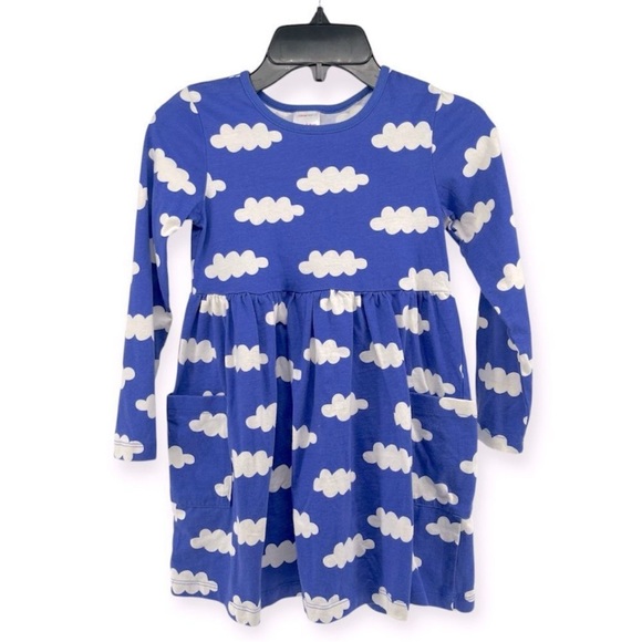 Hanna Andersson Other - Hanna Andersson Girls Blue Cloud Pocket Dress Size 5 Long Sleeve Cotton